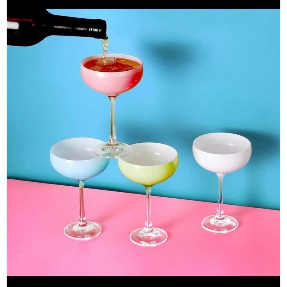 #6. Beautiful Table Twelve set of four multi color cocktail martini glasses - Picture 3 of 3